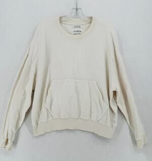 Le Bon Shoppe Poche Ivory French Terry Cotton Pullover Sweatshirt Sz M